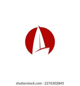 logotipo de barco de crucero. diseño del logotipo del barco de vela por mar editable, sencillo.	