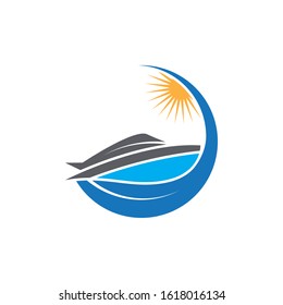 Cruise Ship Logo Simple Template vector icon design