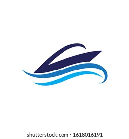 Cruise Ship Logo Simple Template vector icon design