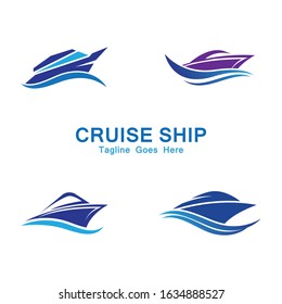 Cruise Ship Logo Simple Template vector icon design