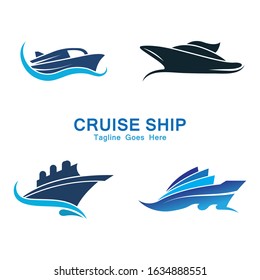 Cruise Ship Logo Simple Template vector icon design