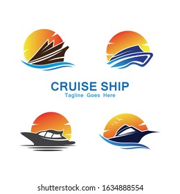 Cruise Ship Logo Simple Template vector icon design