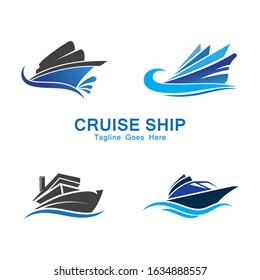 Cruise Ship Logo Simple Template vector icon design