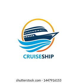 Cruise Ship Logo Template Design Vector, Emblem, Design Concept, Creative Symbol, Icon