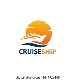 Cruise Ship Logo Template Design Vector, Emblem, Design Concept, Creative Symbol, Icon