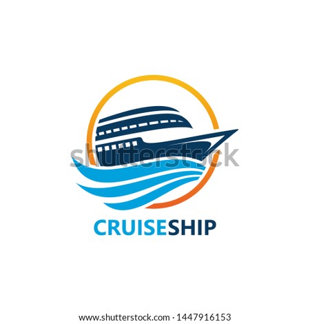 Cruise Ship Logo Template Design Vector, Emblem, Design Concept, Creative Symbol, Icon