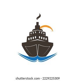 cruise ship logo template icon vector