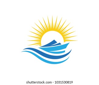 cruise ship Logo Template vector icon design