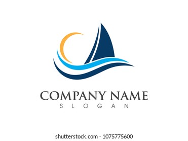 Cruise ship Logo Template vector icon design