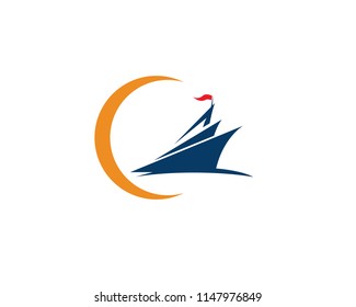 Cruise ship Logo Template vector icon illustration design