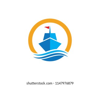Cruise ship Logo Template vector icon illustration design