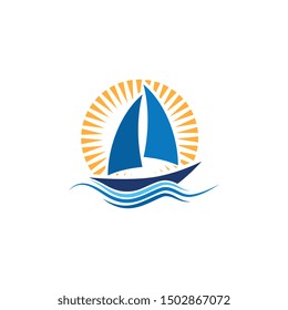 Cruise ship Logo Template vector icon illustration design