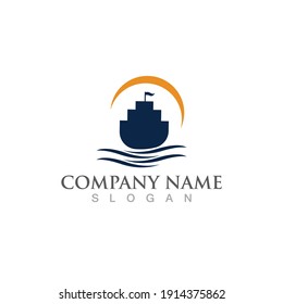 Cruise ship Logo Template vector icon illustration design