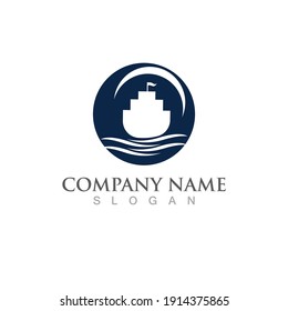 Diseño de ilustraciones de vectores de plantillas de logotipos de crucero