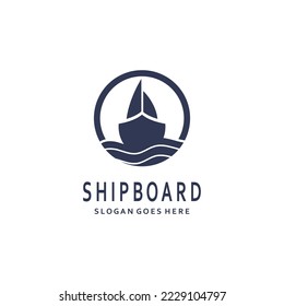 Diseño de ilustraciones de vectores de plantillas de logotipos de crucero