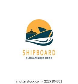 Cruise ship Logo Template vector icon illustration design