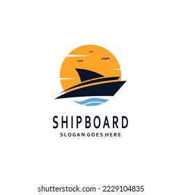 Cruise ship Logo Template vector icon illustration design