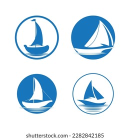 Diseño de ilustraciones de vectores de plantillas de logotipos de crucero
