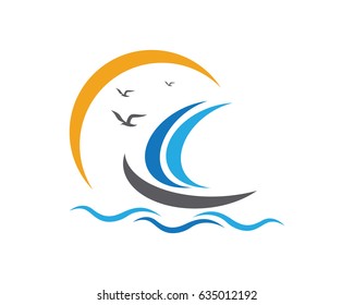 cruise ship Logo Template vector icon design