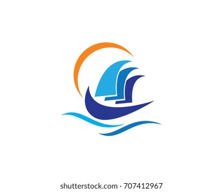 cruise ship Logo Template vector icon design