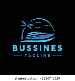 Cruise Ship Logo Transportation Vector Design