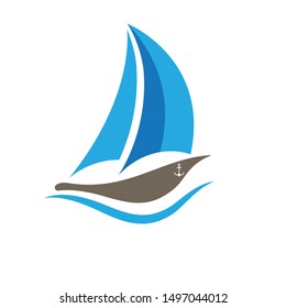 Cruise ship Logo vector icon an illustration design