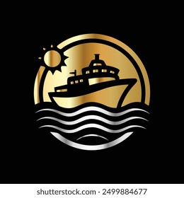 Cruise ship logo. Vector illustration of a cruise ship logo.