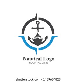 cruise ship and nautical Logo vector icon illustration design