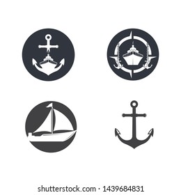 cruise ship and nautical Logo vector icon illustration design