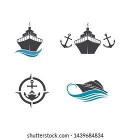 cruise ship and nautical Logo vector icon illustration design