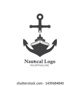 cruise ship and nautical Logo vector icon illustration design