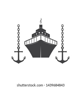 cruise ship and nautical Logo vector icon illustration design