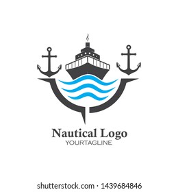 cruise ship and nautical Logo vector icon illustration design