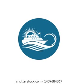 cruise ship and nautical Logo vector icon illustration design