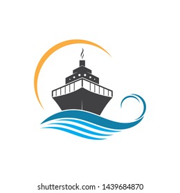 cruise ship and nautical Logo vector icon illustration design