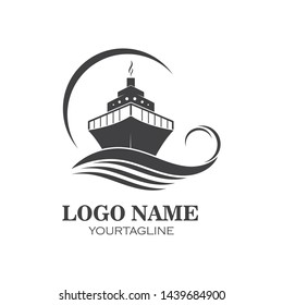 cruise ship and nautical Logo vector icon illustration design