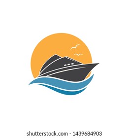cruise ship and nautical Logo vector icon illustration design