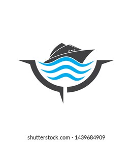 cruise ship and nautical Logo vector icon illustration design