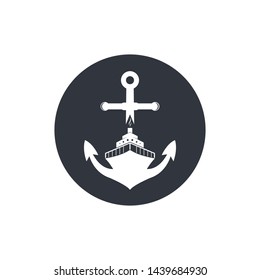 cruise ship and nautical Logo vector icon illustration design