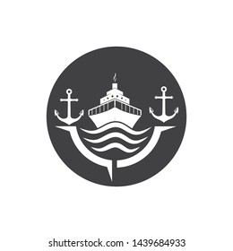 cruise ship and nautical Logo vector icon illustration design