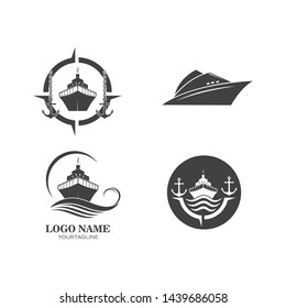 cruise ship and nautical Logo vector icon illustration design