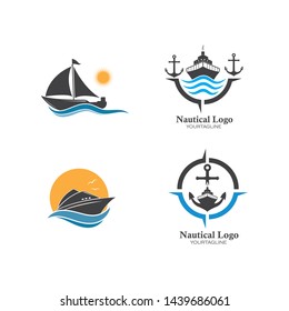 cruise ship and nautical Logo vector icon illustration design