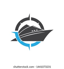cruise ship and nautical Logo vector icon illustration design