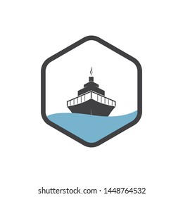 cruise ship and nautical Logo vector icon illustration design