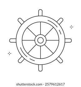 Cruise Ship Nautical Wheel Vector Icon Design