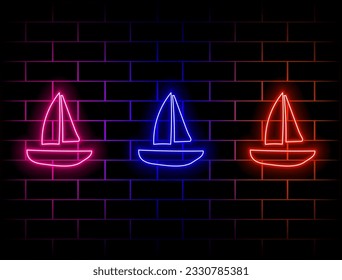 cruise ship neon icon. Elements of tourism set. Simple icon for websites, web design, mobile app, info graphics. many colors.