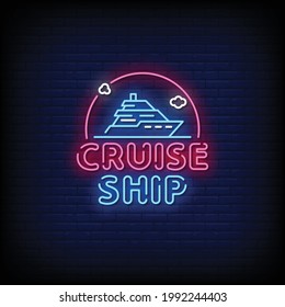 Cruise Ship Neon Sign Style Text vector