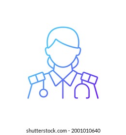 Cruise ship nurse gradient linear vector icon. Health care during traveling. Passengers treatment plan. Thin line color symbols. Modern style pictogram. Vector isolated outline drawing