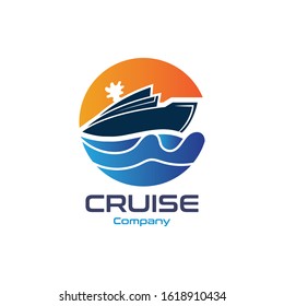 Cruise Ship Ocean Logo Template vector icon design