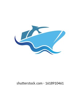 Cruise Ship Ocean Logo Template vector icon design
